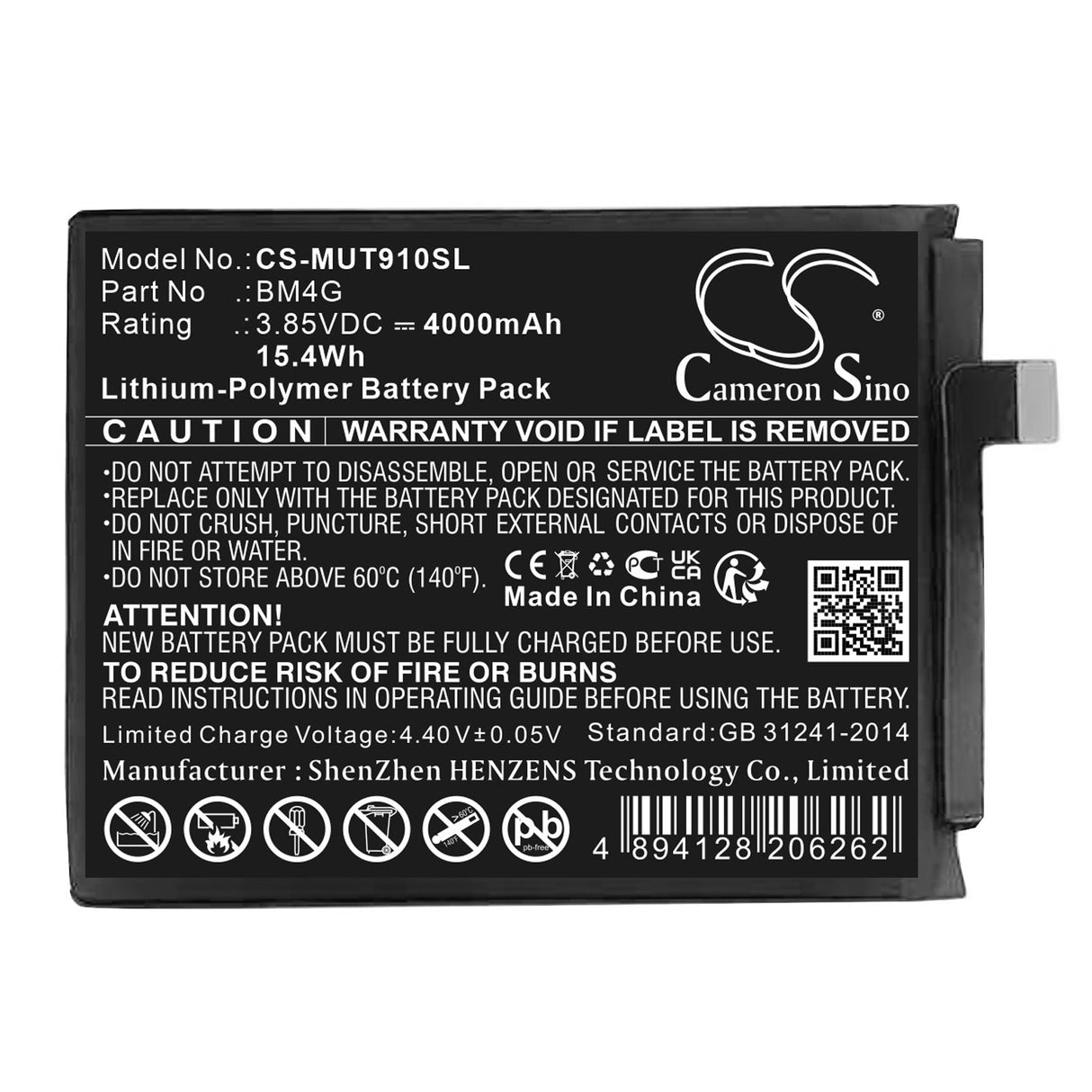 3.85V, Li-Polymer, 4000mAh, SmartPhone battery fits Xiaomi, Bm4g, Mi 9t, Mi 9t Pro, 15.4Wh Mobile, SmartPhone Cameron Sino Technology Limited (Smartphone)