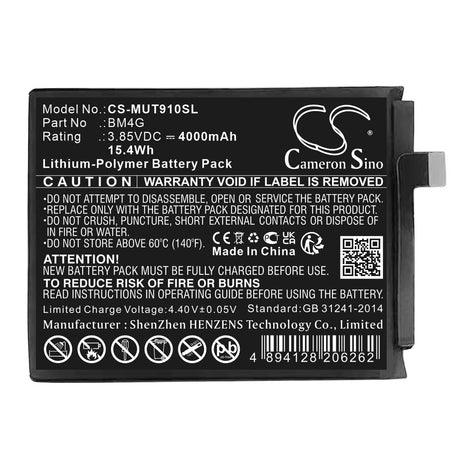 3.85V, Li-Polymer, 4000mAh, SmartPhone battery fits Xiaomi, Bm4g, Mi 9t, Mi 9t Pro, 15.4Wh Mobile, SmartPhone Cameron Sino Technology Limited (Smartphone)