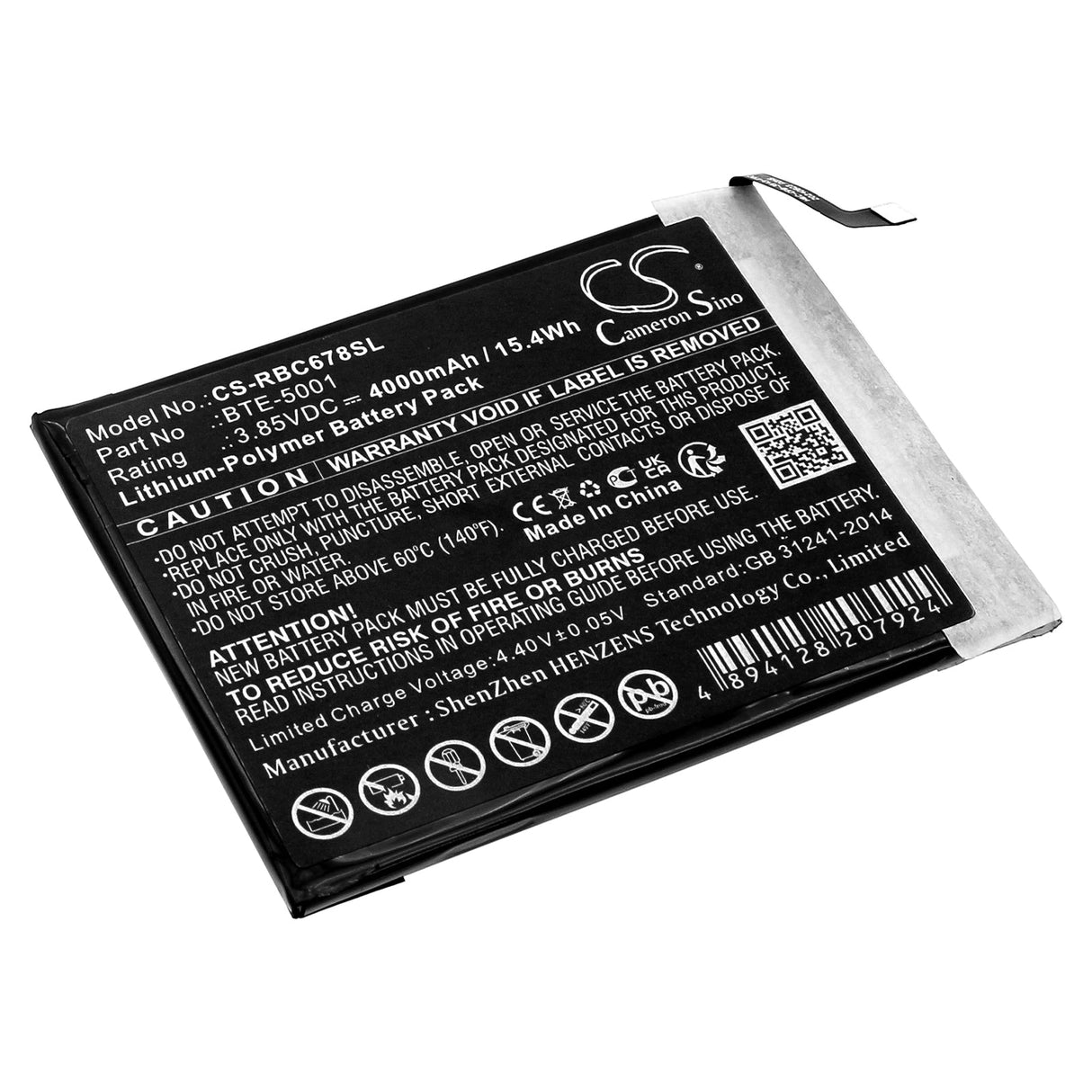 3,85V, Li-Polymère, 4000mAh, batterie de smartphone compatible avec Orbic, Bte-5001, Magic 5g, Myra 5g, 15,4Wh Mobile, Smartphone Cameron Sino Technology Limited (Smartphone)
