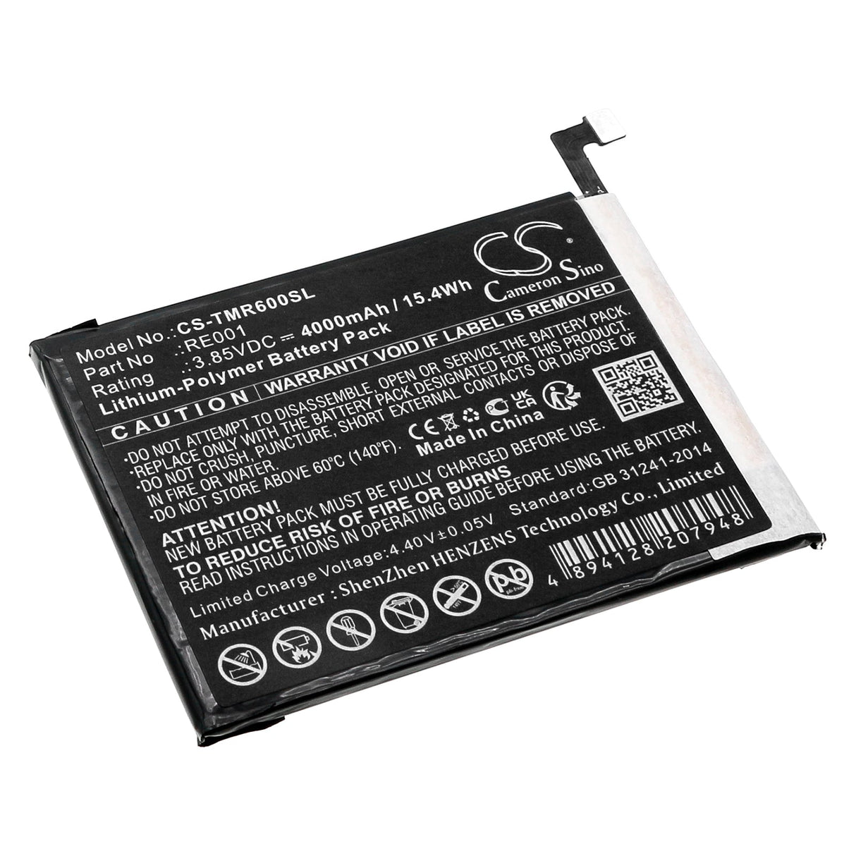 3.85V, Li-Polymer, 4000mAh, SmartPhone battery fits T-mobile, Re001, Revvl 6 5g, Tmaf025g, 15.4Wh Mobile, SmartPhone Cameron Sino Technology Limited (Smartphone)