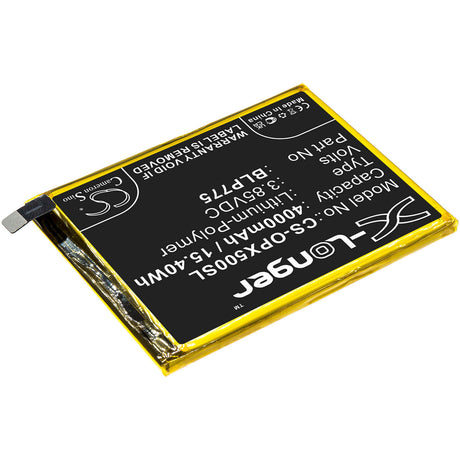 3.85V, Li-Polymer, 4000mAh, SmartPhone battery fits Oppo, Blp775, Realme X50 5g, Rmx2021, 15.4Wh Mobile, SmartPhone Cameron Sino Technology Limited (Smartphone)