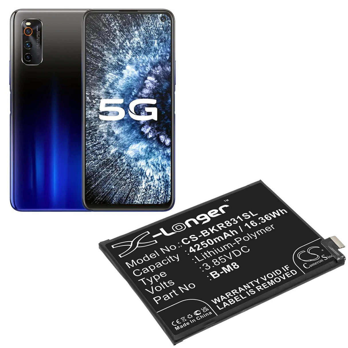 3.85V, Li-Polymer, 4250mAh, SmartPhone battery fits Vivo, B-m8, Neo 3, R831k, 16.36Wh Mobile, SmartPhone Cameron Sino Technology Limited (Smartphone)