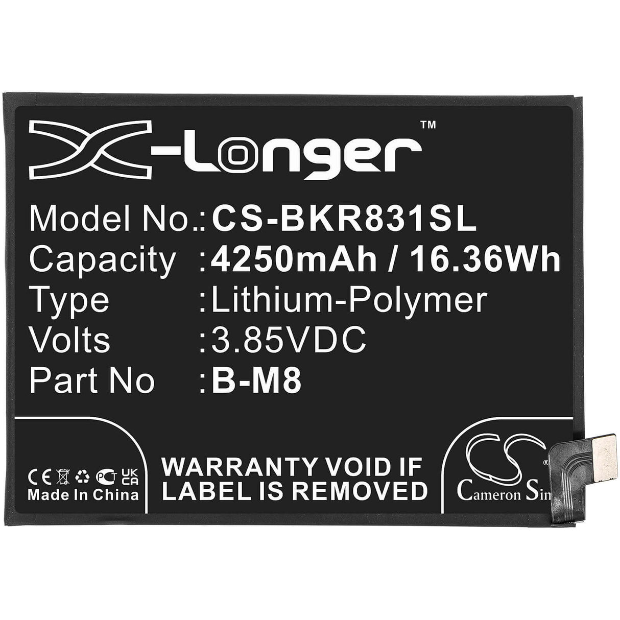 3.85V, Li-Polymer, 4250mAh, SmartPhone battery fits Vivo, B-m8, Neo 3, R831k, 16.36Wh Mobile, SmartPhone Cameron Sino Technology Limited (Smartphone)