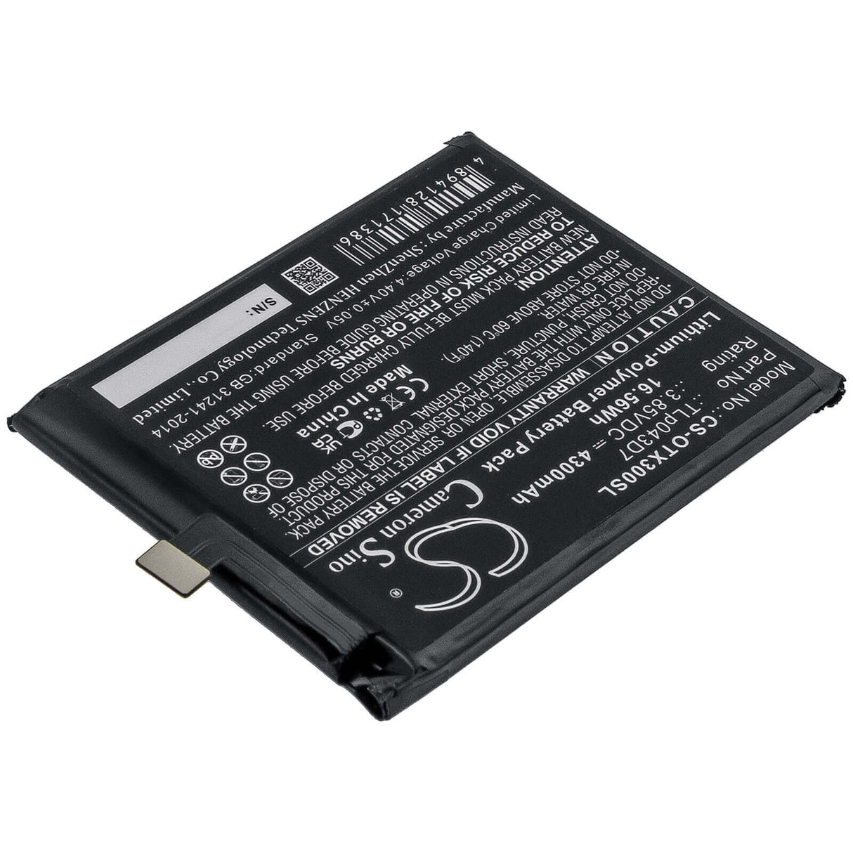 3.85V, Li-Polymer, 4300mAh, SmartPhone battery fits Alcatel, Tlp043d7, 3x, 5x, 16.56Wh Mobile, SmartPhone Cameron Sino Technology Limited (Smartphone)