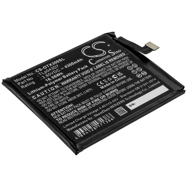 3.85V, Li-Polymer, 4300mAh, SmartPhone battery fits Alcatel, Tlp043d7, 3x, 5x, 16.56Wh Mobile, SmartPhone Cameron Sino Technology Limited (Smartphone)