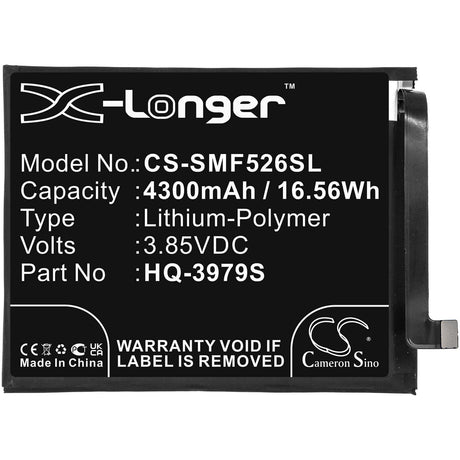3.85V, Li-Polymer, 4300mAh, SmartPhone battery fits Samsung, Hq-3979s, Galaxy F52, Galaxy F52 5g 2021, 16.56Wh Mobile, SmartPhone Cameron Sino Technology Limited (Smartphone)