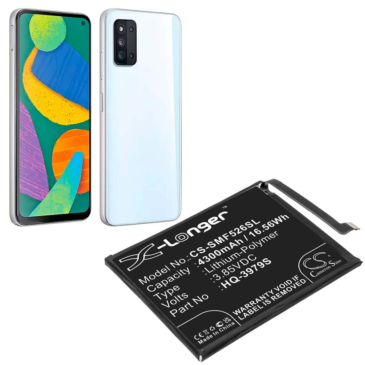 3.85V, Li-Polymer, 4300mAh, SmartPhone battery fits Samsung, Hq-3979s, Galaxy F52, Galaxy F52 5g 2021, 16.56Wh Mobile, SmartPhone Cameron Sino Technology Limited (Smartphone)