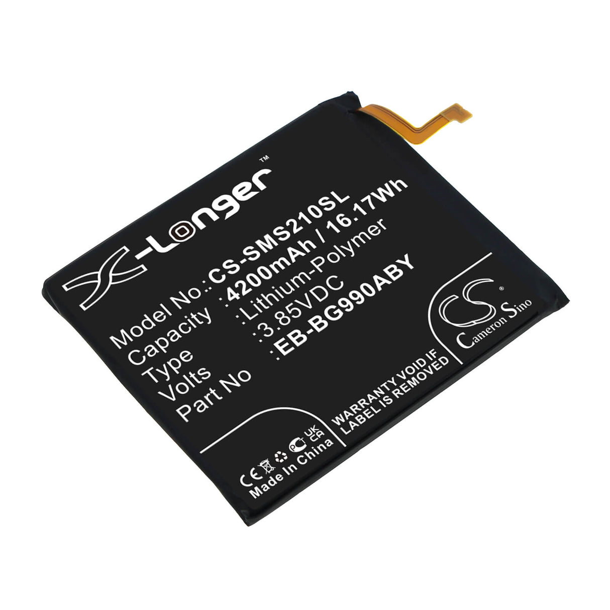 3.85V, Li-Polymer, 4200mAh, SmartPhone battery fits Samsung, Eb-bg990aby, Galaxy S21 Fan Edition 5g, Galaxy S21 Fe 5g, 16.17Wh Mobile, SmartPhone Cameron Sino Technology Limited (Smartphone)