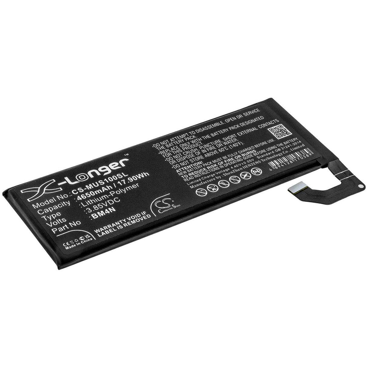 3.85V, Li-Polymer, 4650mAh, SmartPhone battery fits Xiaomi, Bm4n, M2102j2sc, Mi 10, 17.9Wh Mobile, SmartPhone Cameron Sino Technology Limited (Smartphone)