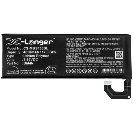 3.85V, Li-Polymer, 4650mAh, SmartPhone battery fits Xiaomi, Bm4n, M2102j2sc, Mi 10, 17.9Wh Mobile, SmartPhone Cameron Sino Technology Limited (Smartphone)