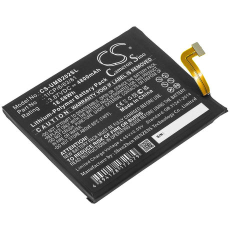 3.87V, Li-Polymer, 4800mAh, SmartPhone battery fits Umi, 1icp/6/63/81, 2021, Umidigi Bison, 18.58Wh Mobile, SmartPhone Cameron Sino Technology Limited (Smartphone)