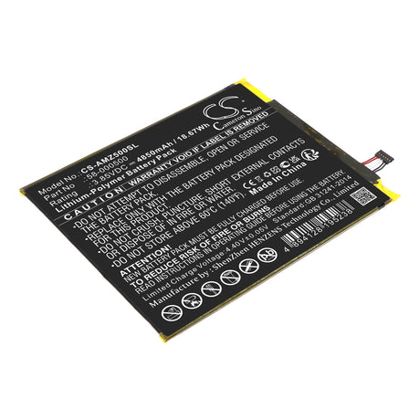 3.85V, Li-Polymer, 4850mAh, Tablet battery fits Amazon, 58-000500, Amztdc5, 18.67Wh Tablet Cameron Sino Technology Limited