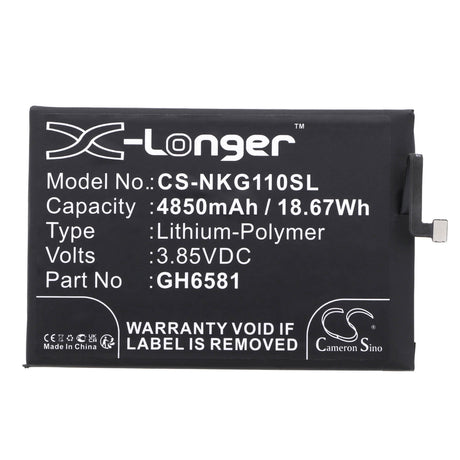 3.85V, Li-Polymer, 4850mAh, SmartPhone battery fits Nokia, Gh6581, G11 Plus, G11 Plus 2022, 18.67Wh Mobile, SmartPhone Cameron Sino Technology Limited (Smartphone)