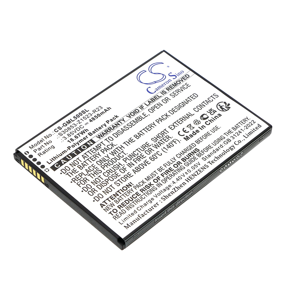 3,85V, Li-Polymer, 4850mAh, Mobile, Batterie de smartphone compatible avec Gigaset, Gs5, Gs5 Lite, 18,67Wh Mobile, Smartphone Cameron Sino Technology Limited (Smartphone)