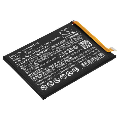 3.85V, Li-Polymer, 4900mAh, SmartPhone battery fits Samsung, Gh81-24363a, Galaxy A05s 2023, Sm-a057f, 18.87Wh Mobile, SmartPhone Cameron Sino Technology Limited (Smartphone)