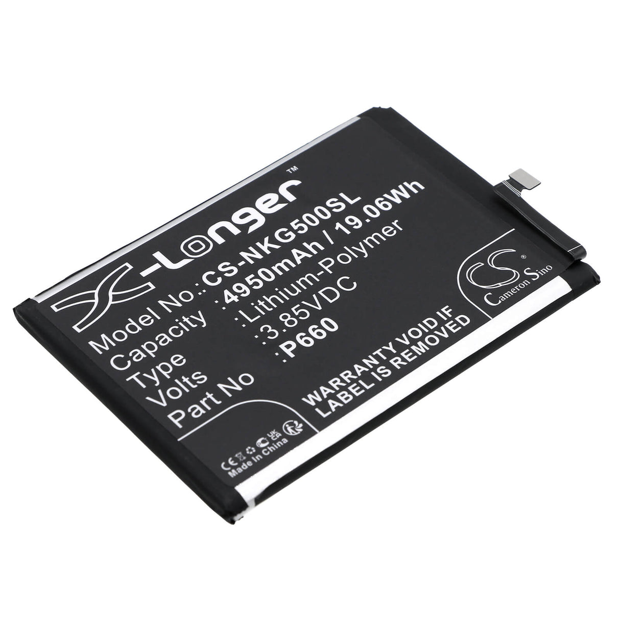3.85V, Li-Polymer, 4950mAh, SmartPhone battery fits Nokia, P660, G50, Ta-1358, 19.06Wh Mobile, SmartPhone Cameron Sino Technology Limited (Smartphone)