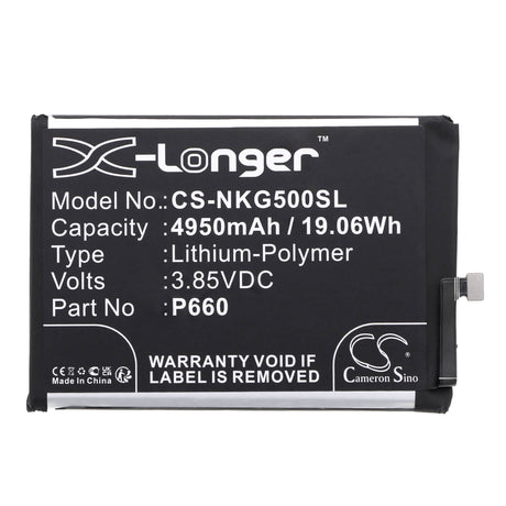 3.85V, Li-Polymer, 4950mAh, SmartPhone battery fits Nokia, P660, G50, Ta-1358, 19.06Wh Mobile, SmartPhone Cameron Sino Technology Limited (Smartphone)