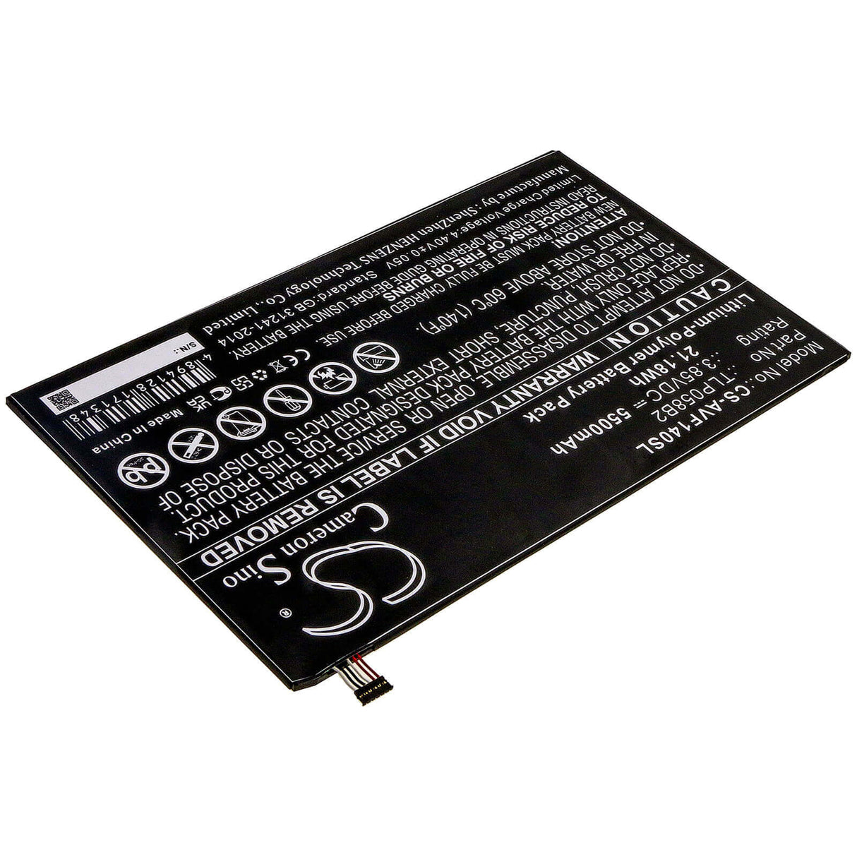 3.85V, Li-Polymer, 5500mAh, Tablet battery fits Vodafone, Tlp058b2, Tab Prime 7, Vfd-1400, 21.18Wh Tablet Cameron Sino Technology Limited