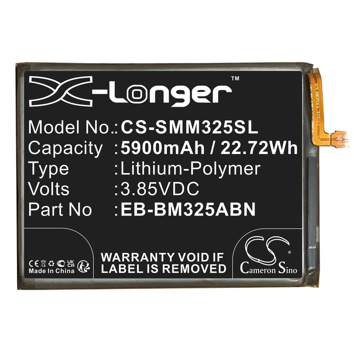 3.86V, Li-Polymer, 5000mAh, SmartPhone battery fits Samsung, Eb-bm325abn, Galaxy M32, Galaxy M32 4g 2021 Premium Edi, 19.3Wh Mobile, SmartPhone Cameron Sino Technology Limited (Smartphone)