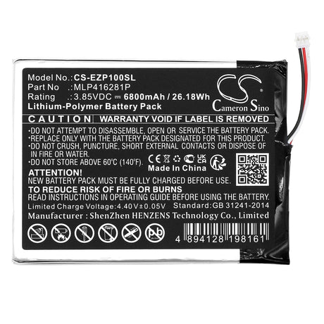 3.85V, Li-Polymer, 6800mAh, Home Security Camera Battery fits Ezviz, Dp1s, 26.18Wh Home Security Camera Cameron Sino Technology Limited
