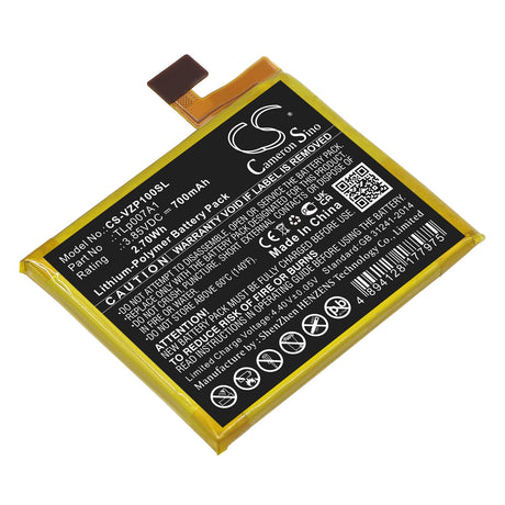 3.85V, Li-Polymer, 700mAh, SmartPhone battery fits Verizon, Tlp007a1, Palm, Pvg100, 2.7Wh Mobile, SmartPhone Cameron Sino Technology Limited (Smartphone)