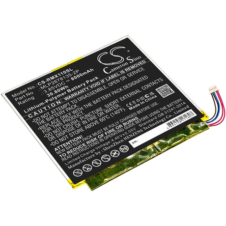 3.85V, Li-Polymer, 8000mAh, Tablet battery fits Verizon, Mlp2678135-2p, Ellipsis 10 Hd, Ellipsis 10 Inch 32gb Hd 4g, 30.80Wh Tablet Cameron Sino Technology Limited