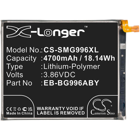 3.86V, Li-Polymer, 4700mAh, SmartPhone battery fits Samsung, Eb-bg996abu, Galaxy S21+, Galaxy S21+ 5g, 18.14Wh Mobile, SmartPhone Cameron Sino Technology Limited (Smartphone)