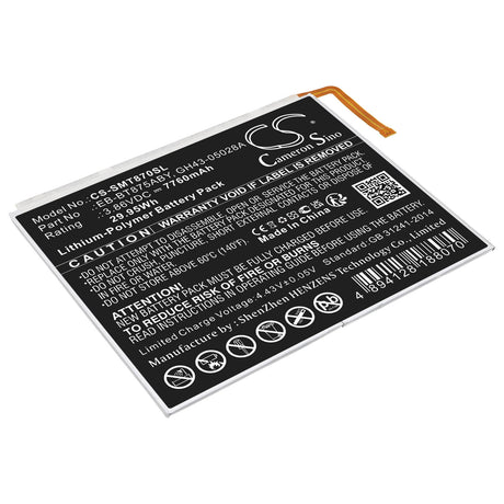 3.86V, Li-Polymer, 7760mAh, Tablet battery fits Samsung, Eb-bt875aby, Galaxy Tab S7 11.0, Galaxy Tab S7 5g Uw 11.0, 29.95Wh Tablet Cameron Sino Technology Limited