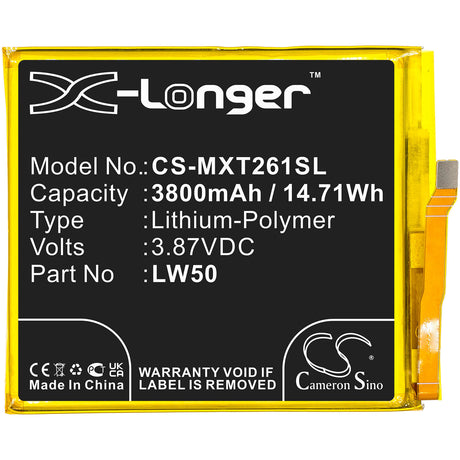3.87V, Li-Polymer, 3800mAh, SmartPhone battery fits Motorola, Lw50, Moto Edge Plus, Moto Edge+, 14.71Wh Mobile, SmartPhone Cameron Sino Technology Limited (Smartphone)