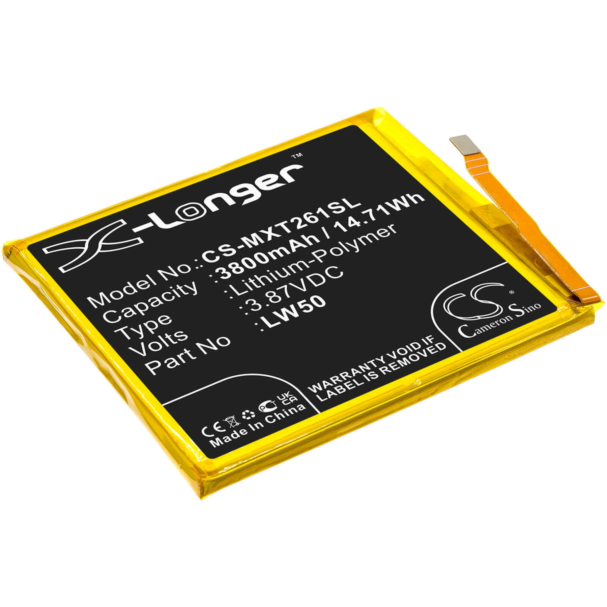 3.87V, Li-Polymer, 3800mAh, SmartPhone battery fits Motorola, Lw50, Moto Edge Plus, Moto Edge+, 14.71Wh Mobile, SmartPhone Cameron Sino Technology Limited (Smartphone)