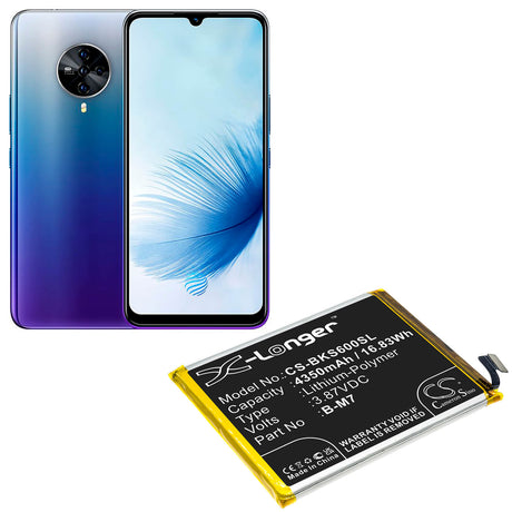 3.87V, Li-Polymer, 4350mAh, SmartPhone battery fits Vivo, B-m7, G1 5g, S6 5g, 16.83Wh Mobile, SmartPhone Cameron Sino Technology Limited (Smartphone)