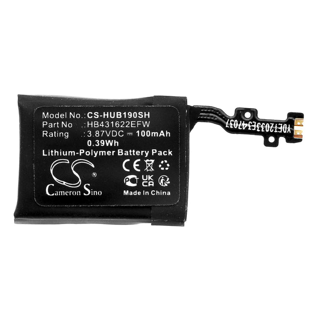 3.87V, Li-Polymer, 100mAh, Smartwatch battery fits Huawei, Hb431622efw, Band B6, Band B7, 0.39Wh Smartwatch Cameron Sino Technology Limited