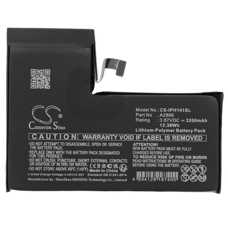 3.87v, Li-polymer, 3200mah, Battery Fits Apple, Iphone 14 Pro, 12.38wh Mobile, SmartPhone Cameron Sino Technology Limited (Smartphone)
