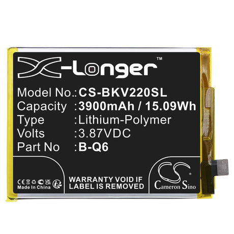 3.87V, Li-Polymer, 3900mAh, SmartPhone battery fits Vivo, B-q6, V2055, V21e, 15.09Wh Mobile, SmartPhone Cameron Sino Technology Limited (Smartphone)
