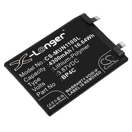 3.87V, Li-Polymer, 4300mAh, SmartPhone battery fits Xiaomi, Redmi, Bp4c, Note 11t Pro+, 16.64Wh Mobile, SmartPhone Cameron Sino Technology Limited (Smartphone)