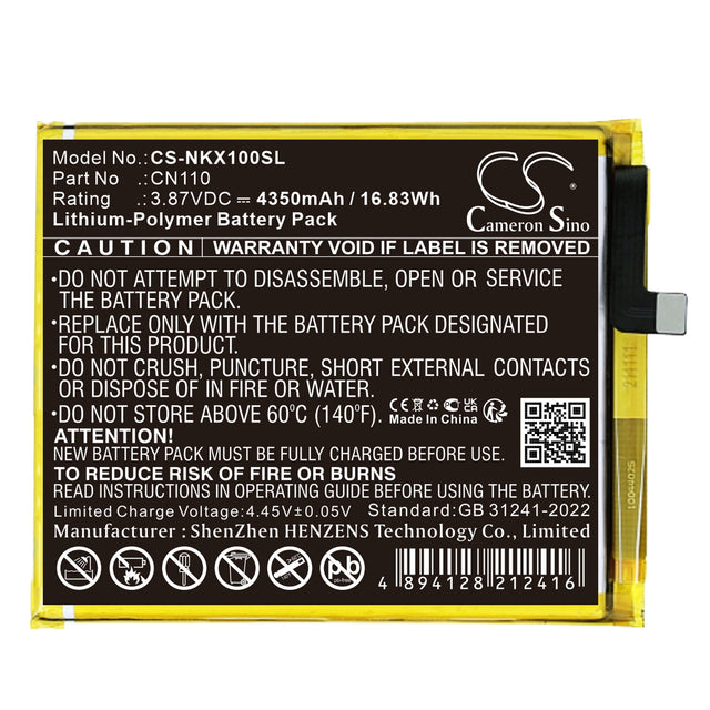 3.87V, Li-Polymer, 4350mAh, Mobile, SmartPhone battery fits Nokia, Cx10, Ta-1332, 16.83Wh Mobile, SmartPhone Cameron Sino Technology Limited (Smartphone)