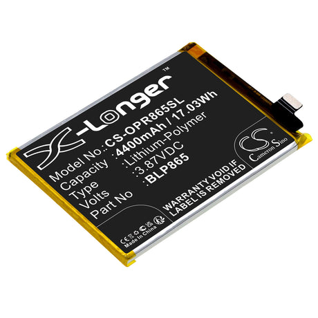 3.87V, Li-Polymer, 4400mAh, SmartPhone battery fits Oppo, Blp865, K9 Pro, K9 Pro 5g, 17.03Wh Mobile, SmartPhone Cameron Sino Technology Limited (Smartphone)