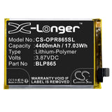 3.87V, Li-Polymer, 4400mAh, SmartPhone battery fits Oppo, Blp865, K9 Pro, K9 Pro 5g, 17.03Wh Mobile, SmartPhone Cameron Sino Technology Limited (Smartphone)