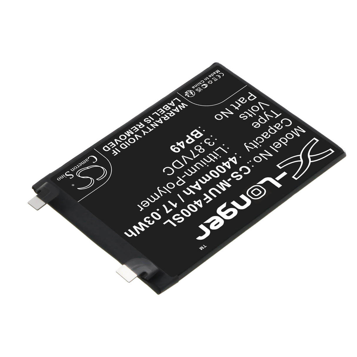 3.87V, Li-Polymer, 4400mAh, SmartPhone battery fits Poco, Bp49, 22021211rg, 22021211ri, 17.03Wh Mobile, SmartPhone Cameron Sino Technology Limited (Smartphone)