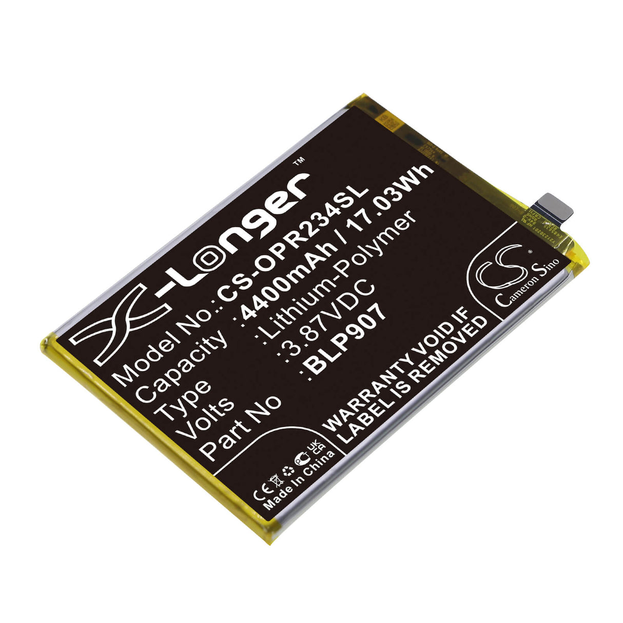 3.87V, Li-Polymer, 4400mAh, SmartPhone battery OPPO F21 Pro, F21 Pro 5G, F21s PRO, F21s Pro 5G, 17.03Wh Mobile, SmartPhone Cameron Sino Technology Limited (Smartphone)