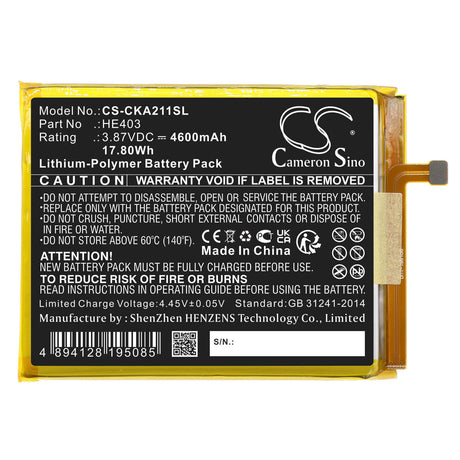 3.87V, Li-Polymer, 4600mAh, SmartPhone battery fits Radiant, At&t, Cricket, He403, Ea211001, Ea211005, 17.8Wh Mobile, SmartPhone Cameron Sino Technology Limited (Smartphone)
