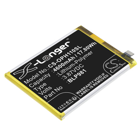 3.87V, Li-Polymer, 4600mAh, SmartPhone battery fits Oppo, Blp981, A1 Pro, Phq110, 17.8Wh Mobile, SmartPhone Cameron Sino Technology Limited (Smartphone)