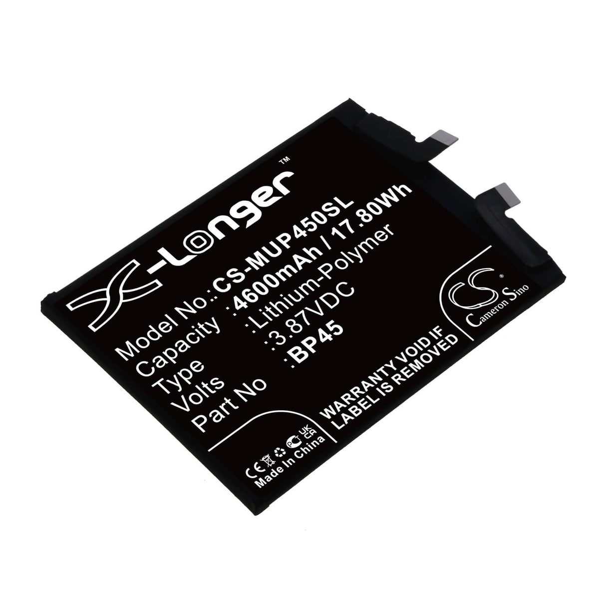 3.87V, Li-Polymer, 4600mAh, SmartPhone battery fits Xiaomi, Bp45, 12 Pro, 12s Pro, 17.8Wh Mobile, SmartPhone Cameron Sino Technology Limited (Smartphone)