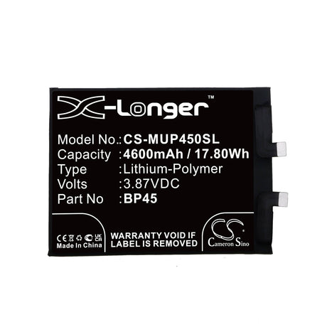 3.87V, Li-Polymer, 4600mAh, SmartPhone battery fits Xiaomi, Bp45, 12 Pro, 12s Pro, 17.8Wh Mobile, SmartPhone Cameron Sino Technology Limited (Smartphone)