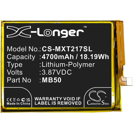 3.87V, Li-Polymer, 4700mAh, SmartPhone battery fits Motorola, Mb50, Moto Edge S30, Moto Edge S30 5g 2021, 18.19Wh Mobile, SmartPhone Cameron Sino Technology Limited (Smartphone)