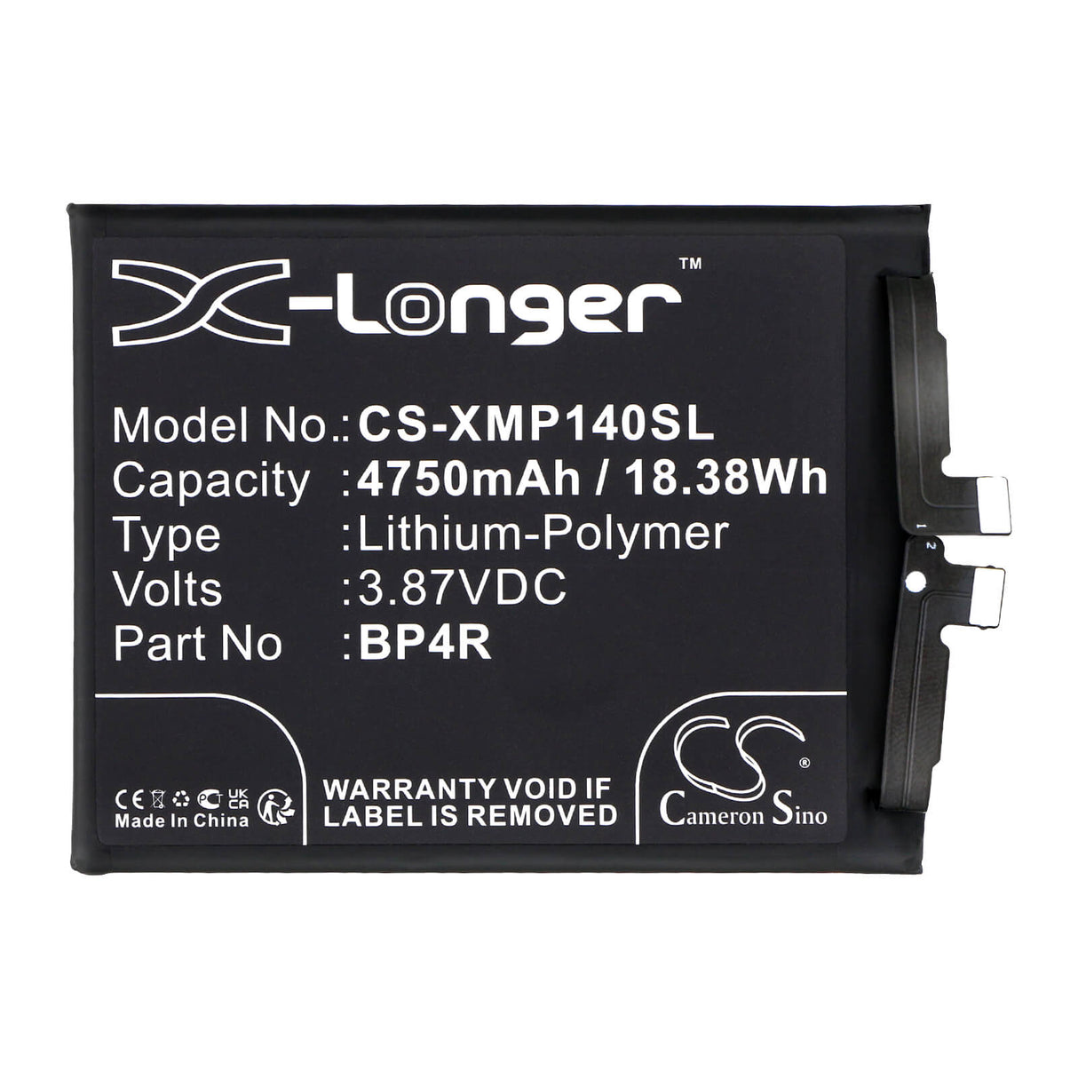3.87V, Li-Polymer, 4750mAh, SmartPhone battery fits Xiaomi, Bp4r, 14 Pro, 18.38Wh Mobile, SmartPhone Cameron Sino Technology Limited (Smartphone)