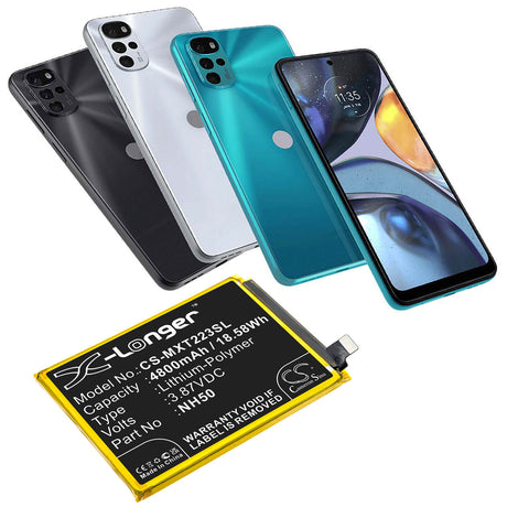 3.87V, Li-Polymer, 4800mAh, SmartPhone battery fits Motorola, Nh50, Moto G22, Xt2231-1, 18.58Wh Mobile, SmartPhone Cameron Sino Technology Limited (Smartphone)
