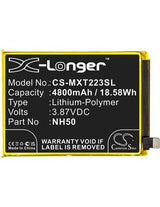 3.87V, Li-Polymer, 4800mAh, SmartPhone battery fits Motorola, Nh50, Moto G22, Xt2231-1, 18.58Wh Mobile, SmartPhone Cameron Sino Technology Limited (Smartphone)
