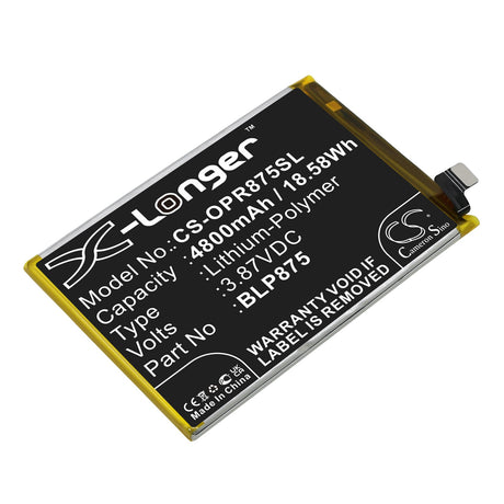 3.87V, Li-Polymer, 4800mAh, SmartPhone battery fits Oppo, Blp875, Realme Narzo 50, Realme Q3s, 18.58Wh Mobile, SmartPhone Cameron Sino Technology Limited (Smartphone)