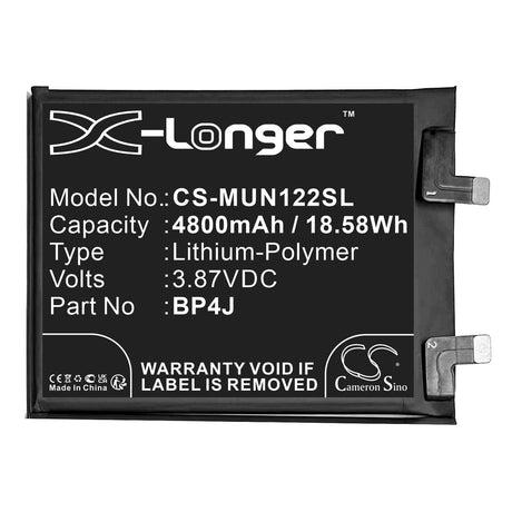 3.87V, Li-Polymer, 4800mAh, SmartPhone battery fits Redmi, Bp4j, 22101316ucp, 22101316up, 18.58Wh Mobile, SmartPhone Cameron Sino Technology Limited (Smartphone)